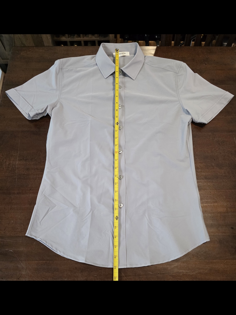 Men's Short Sleeve Button-Down Shirt in Grey - Large Slim Fit